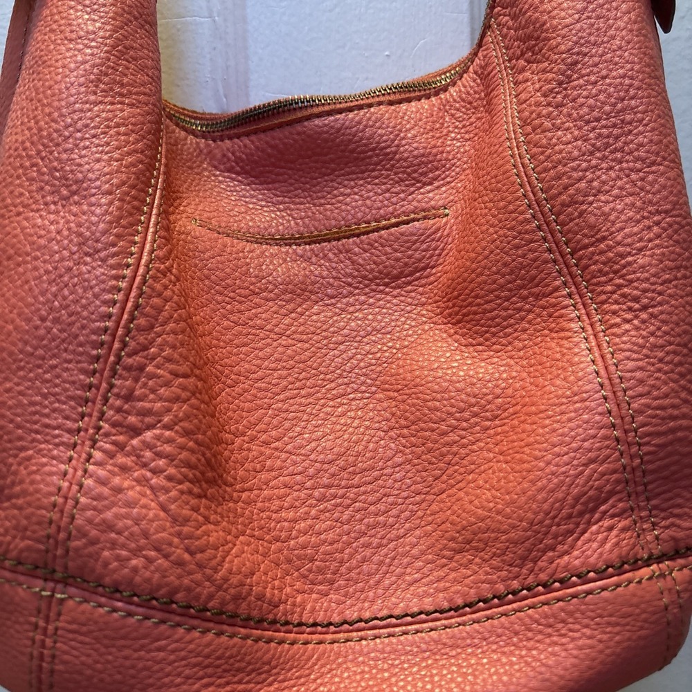 The Sak Leather Handbag Coral 14 X 10" - Picture 9 of 15